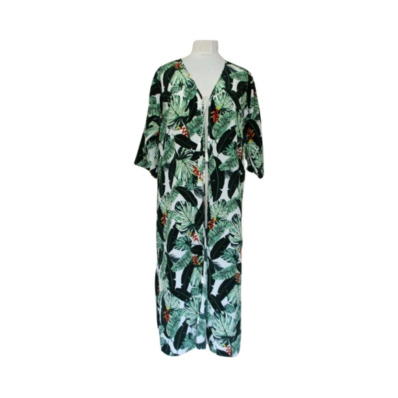 NWT RACHEL ZOE Tropical Green Leaf Print Cover Up - Picture 2 of 6